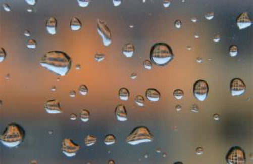 Surface tension allows water droplets to cling to building surfaces, even downwards facing ones.
