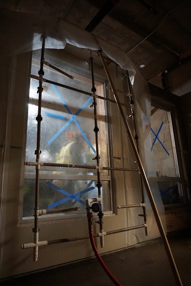 ASTM 11o5 Water Test at Mock Up in Basement